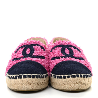 Chanel Tweed CC Espadrilles 39 Dark Pink Navy 2 of 9