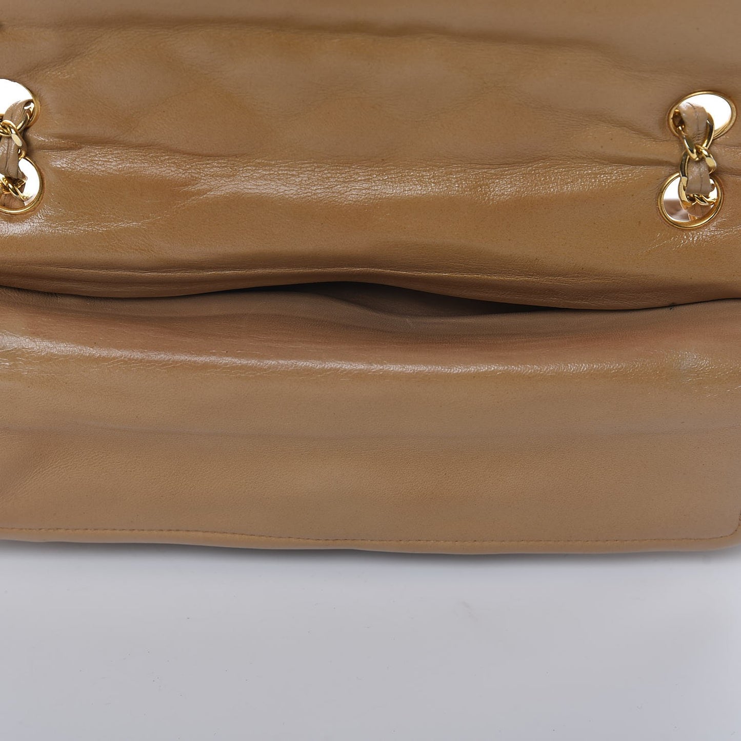 Lambskin Quilted Medium Single Flap Beige