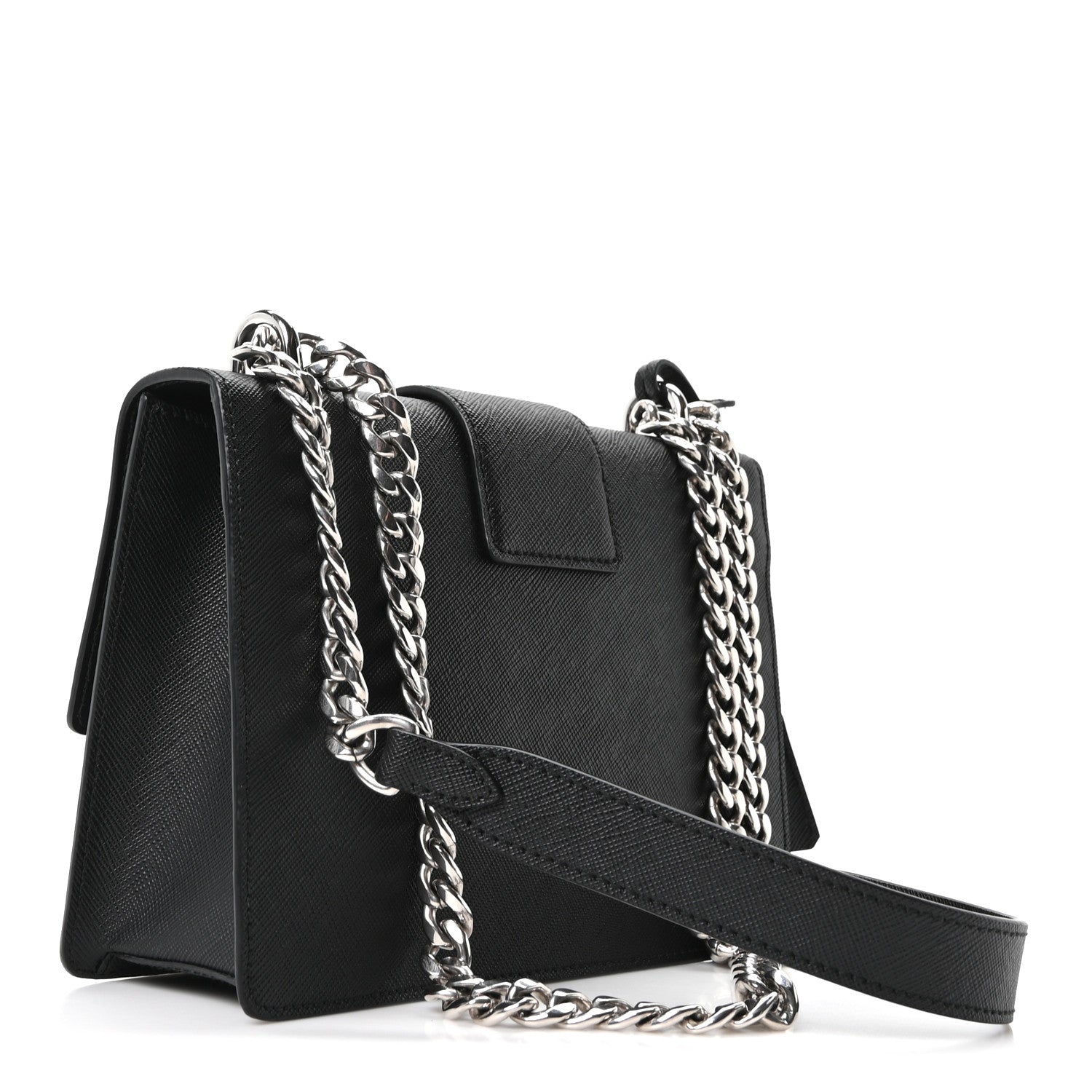 Prada Saffiano Pattina Crossbody Bag Black 2 of 8