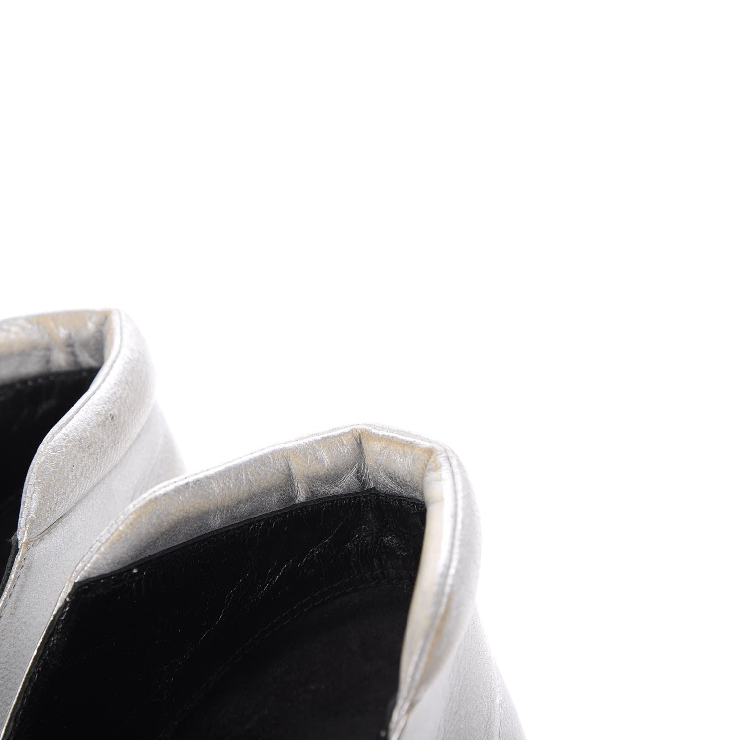 Chanel Metallic Lambskin Patent Cap Toe CC Pumps 39.5 Silver Black 16 of 19
