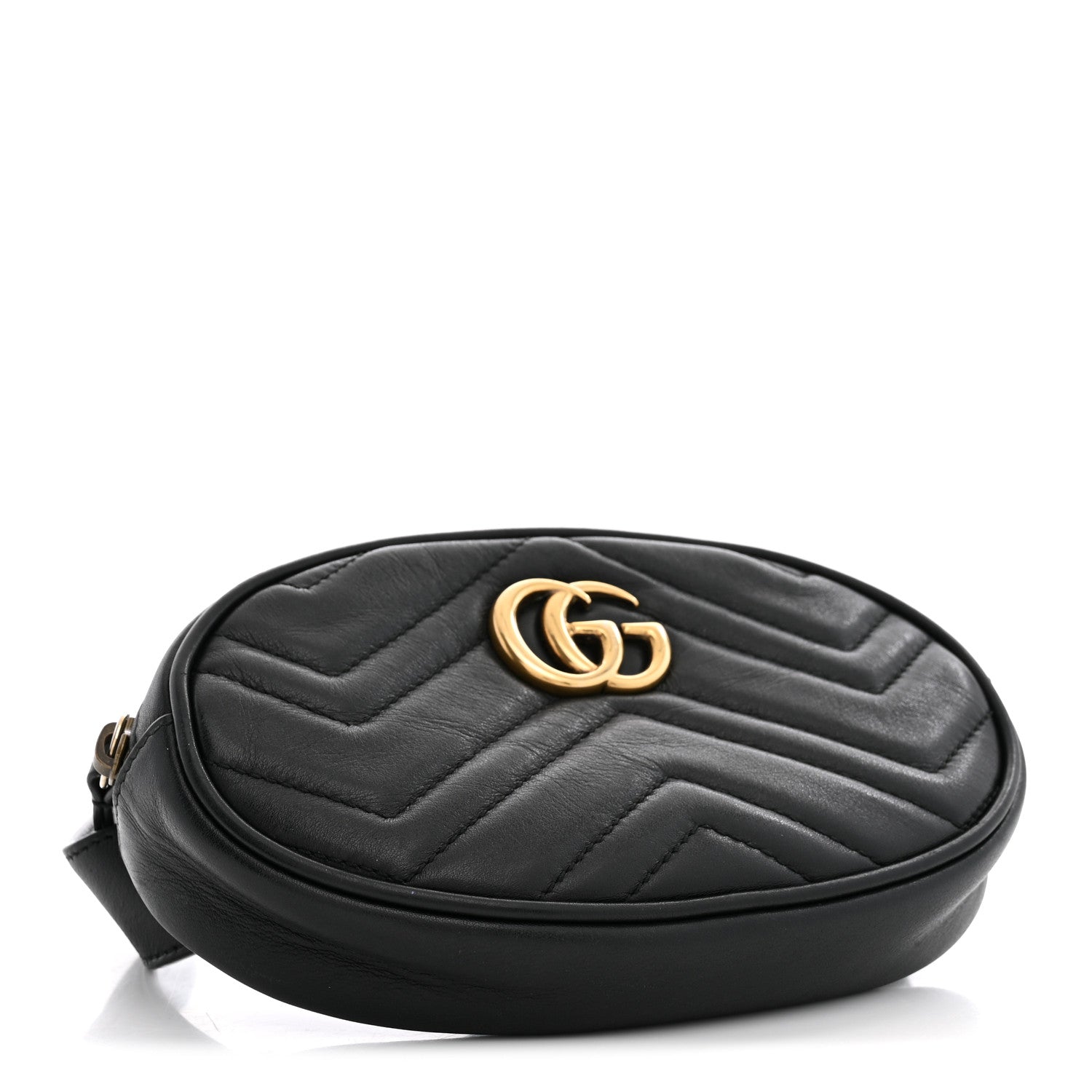 Gucci Calfskin Matelasse GG Marmont Belt Bag 75 30 Black 4 of 12