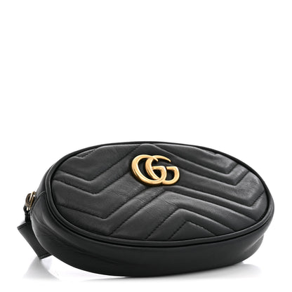 Gucci Calfskin Matelasse GG Marmont Belt Bag 75 30 Black 4 of 12