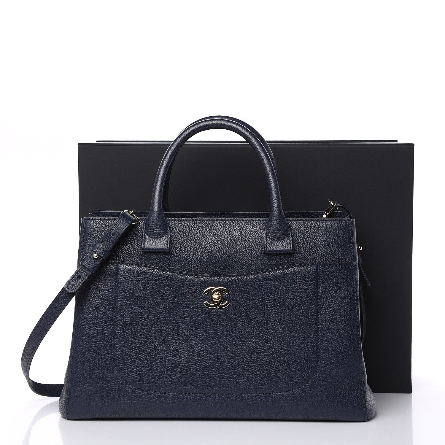 Chanel Grained Calfskin Small Neo Executive Shopper Tote Navy 12 of 12