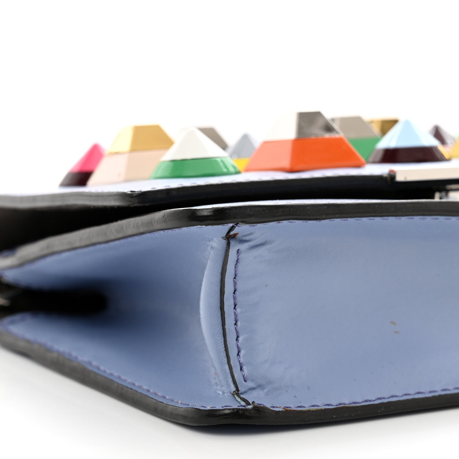 Fendi Vitello Dolce Studded Tube Wallet On Chain Ardesia Multicolor 9 of 13