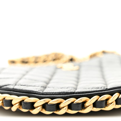 Chanel Shiny Crumpled Lambskin Quilted Large Trendy Chain Around Hobo Black 9 of 10