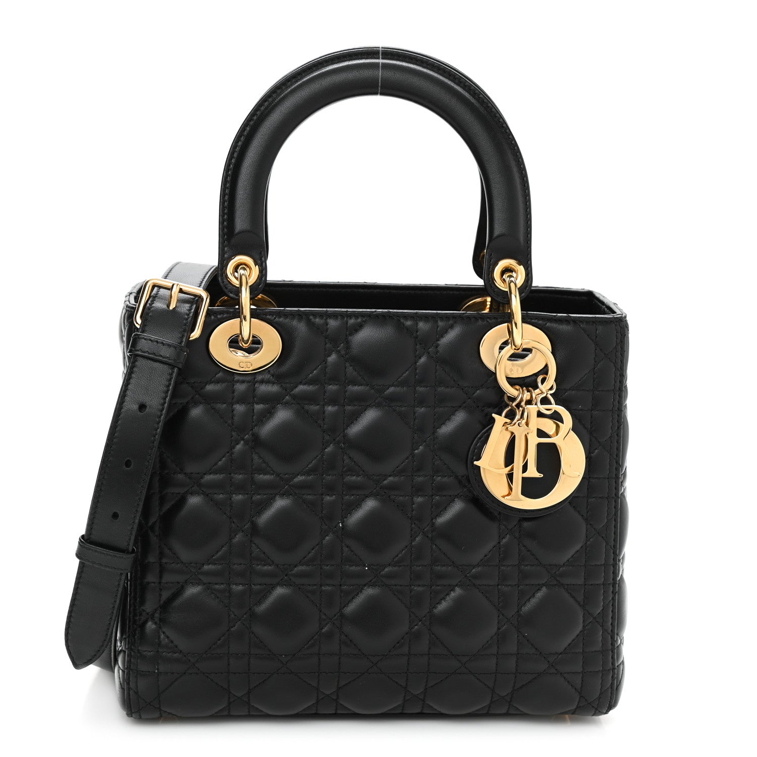 Christian Dior Lambskin Cannage Medium Lady Dior Black 1 of 9