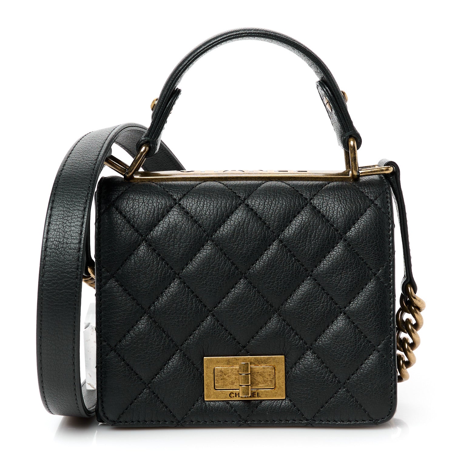 Chanel Goatskin Quilted Small Rita Top Handle Flap Black 1 of 11