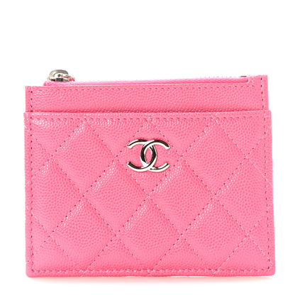 Chanel Caviar Quilted CC Zip Card Holder Pink 1 of 9