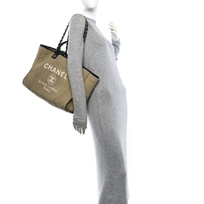 Chanel Canvas Medium Deauville Tote Beige Black 2 of 10