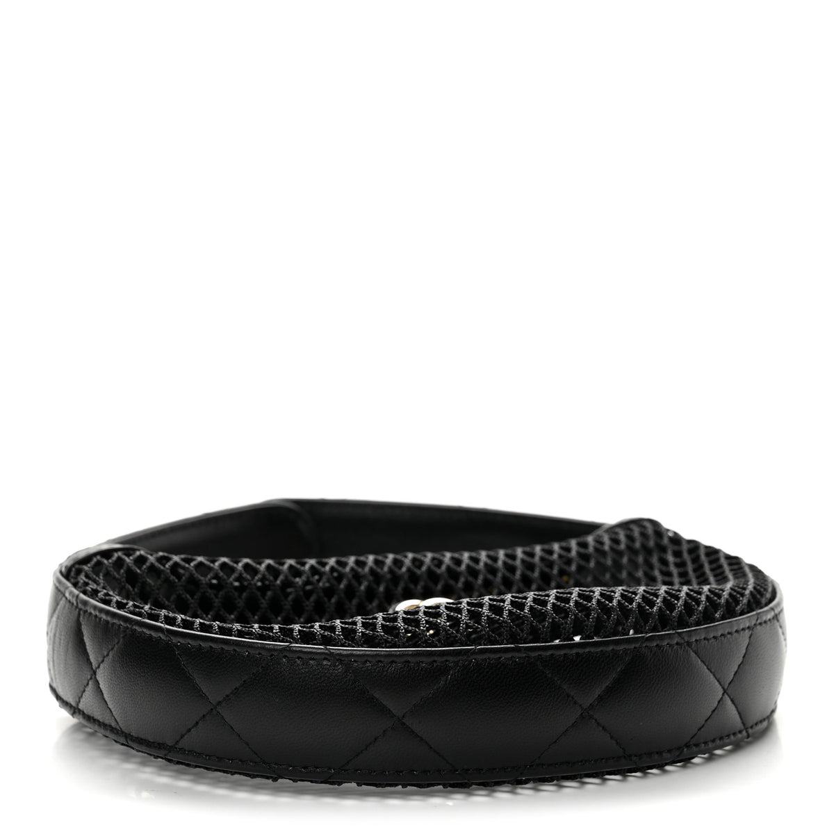Mesh Shiny Lambskin Pouch Hobo Black
