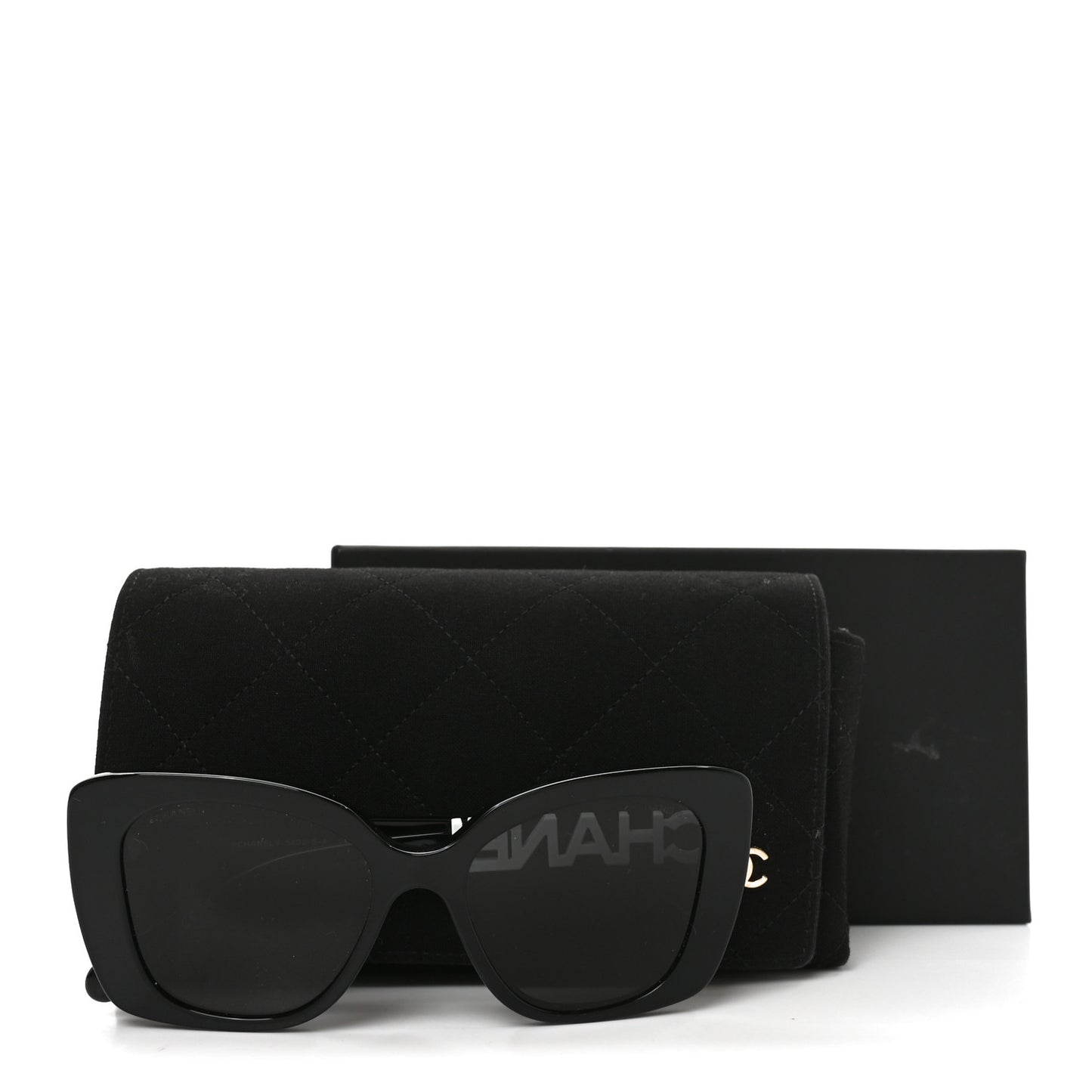 Acetate Strass Square Sunglasses 5422-B-A Black White