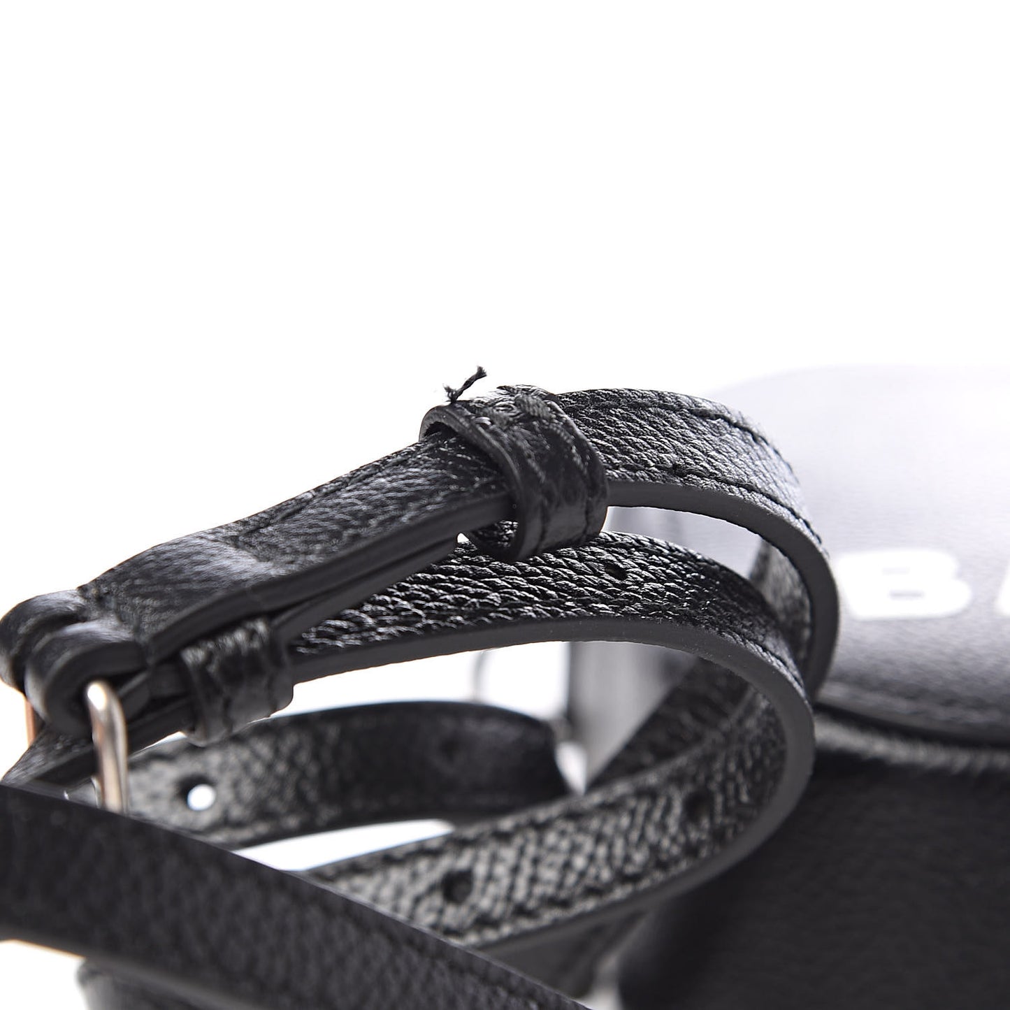 Grained Calfskin Logo XS Ville Top Handle Camera Bag Black White