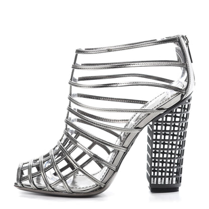 Saint Laurent Leather Cage Booties 36 Anthracite 1 of 8