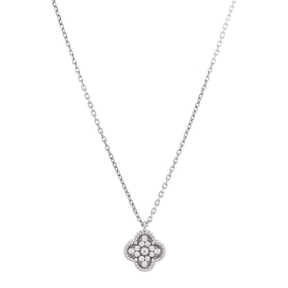 Van Cleef & Arpels 18K White Gold Diamond Sweet Alhambra Pendant Necklace 1 of 8