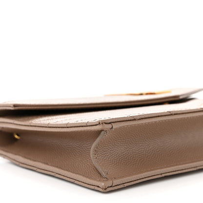 Saint Laurent Grain De Poudre Matelasse Chevron Monogram Envelope Chain Wallet Dark Latte 9 of 11