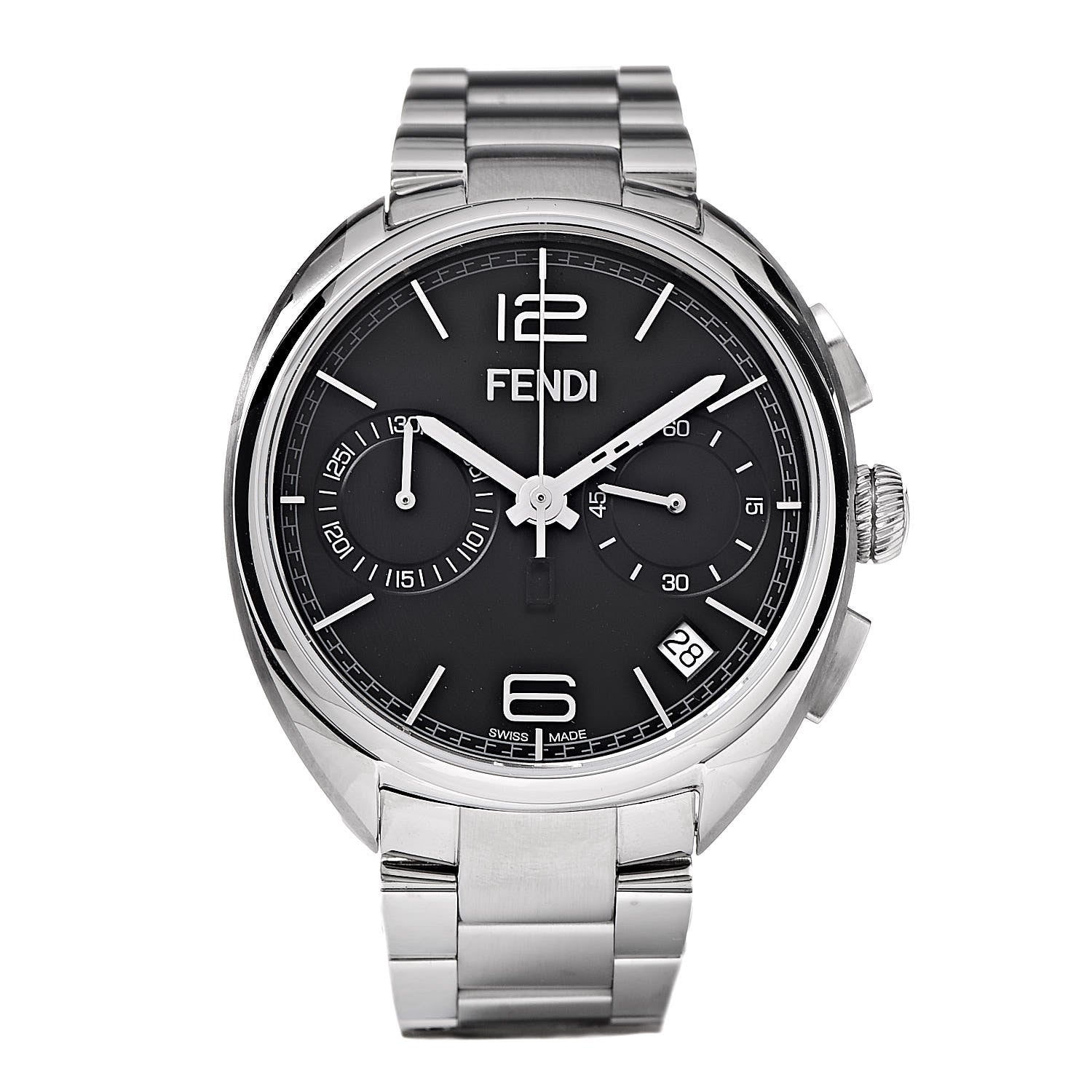 Fendi Stainless Steel 40mm Momento Chronograph Quartz Watch Black 1 of 7
