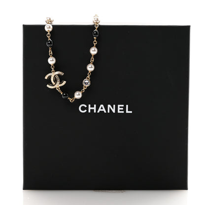 Chanel Pearl Baguette Crystal Enamel CC Short Necklace Gold Black 7 of 7