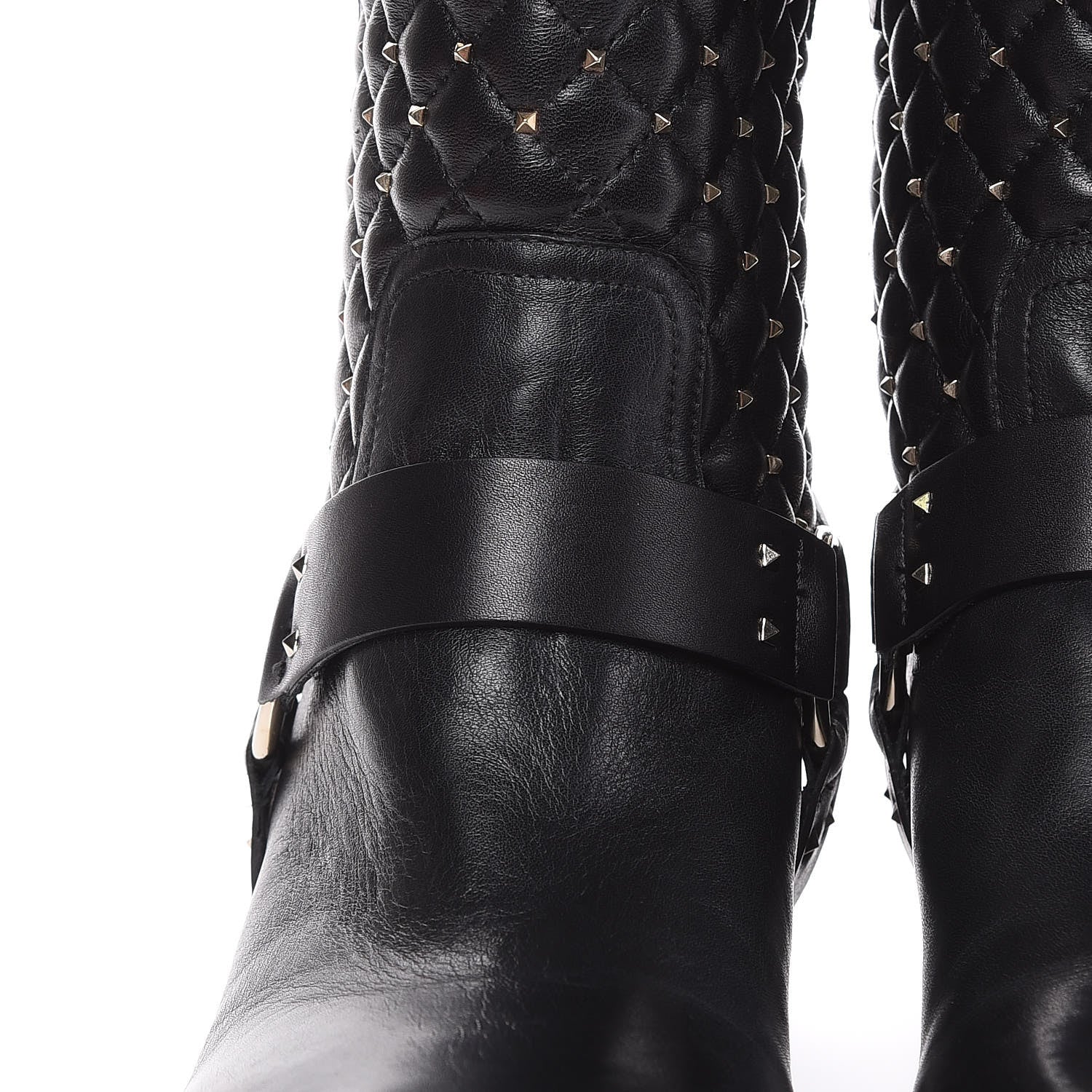 Valentino Garavani Calfskin Nappa Rockstud Spike 20mm Biker Boots 41 Black 9 of 10