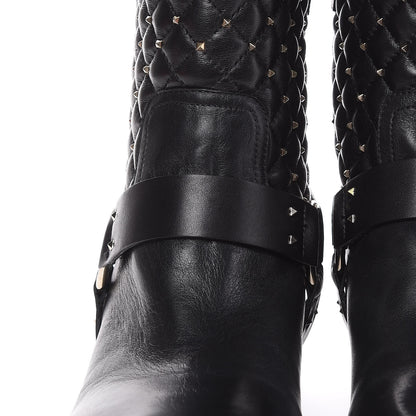 Valentino Garavani Calfskin Nappa Rockstud Spike 20mm Biker Boots 41 Black 9 of 10