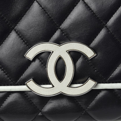 Chanel Lambskin Quilted Flap Black White 16 of 18