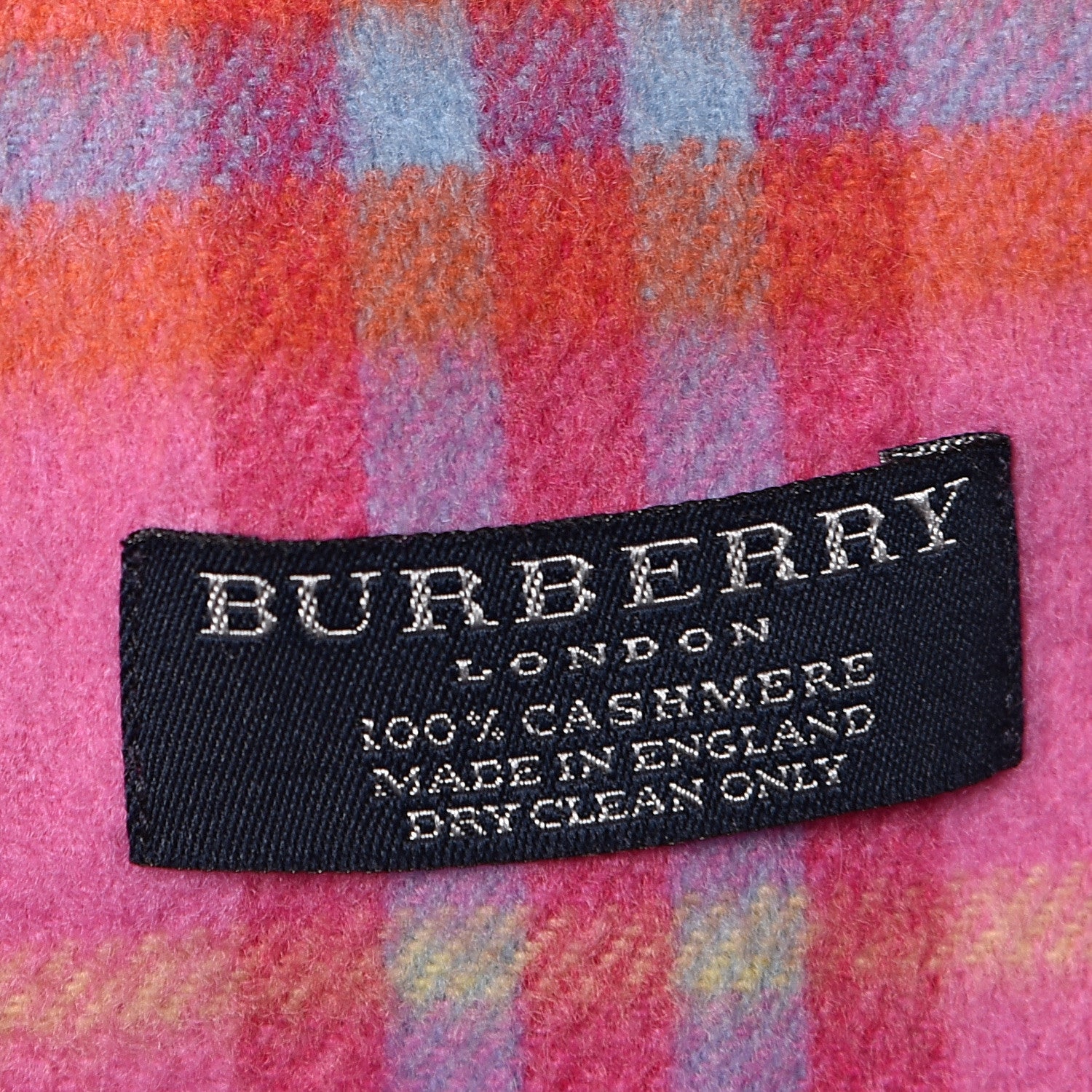 Burberry Cashmere Vintage Check Fringe Scarf Bright Pink 4 of 4
