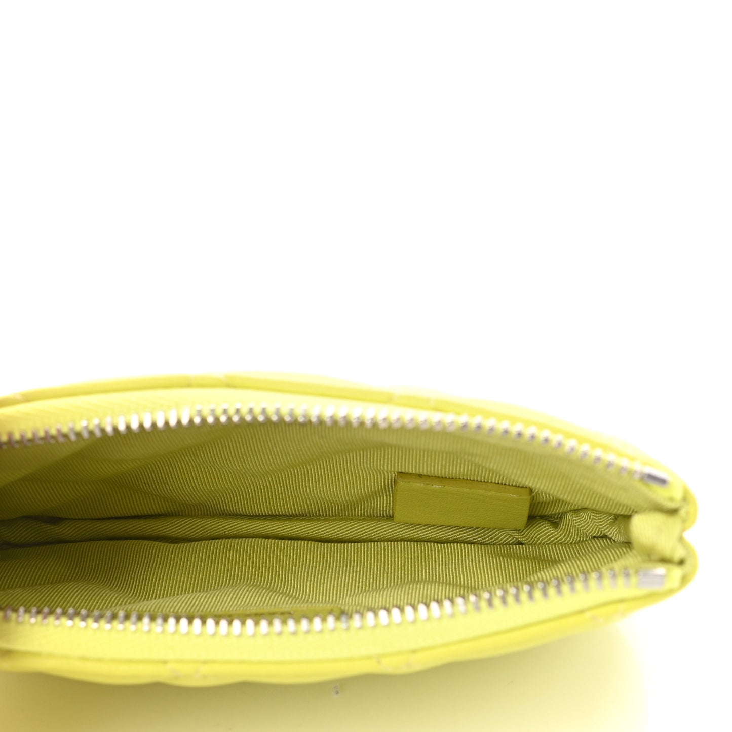 Lambskin Quilted Small Cosmetic Case Neon Yellow
