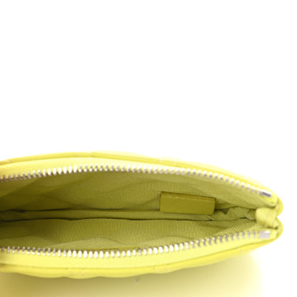 Chanel Lambskin Quilted Small Cosmetic Case Neon Yellow 5 of 9