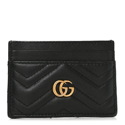 Gucci Calfskin Matelasse GG Marmont Card Holder Black 1 of 7