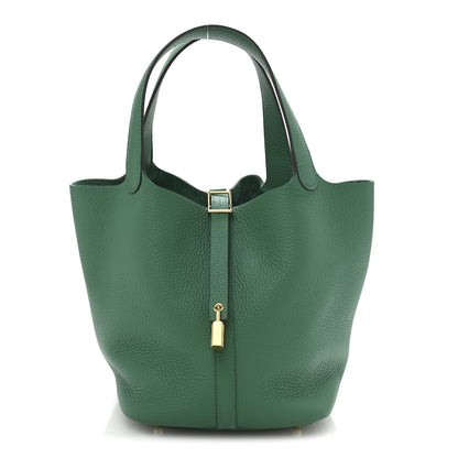 Hermes Taurillon Clemence Picotin Lock 22 MM Vert Vertigo 1 of 11