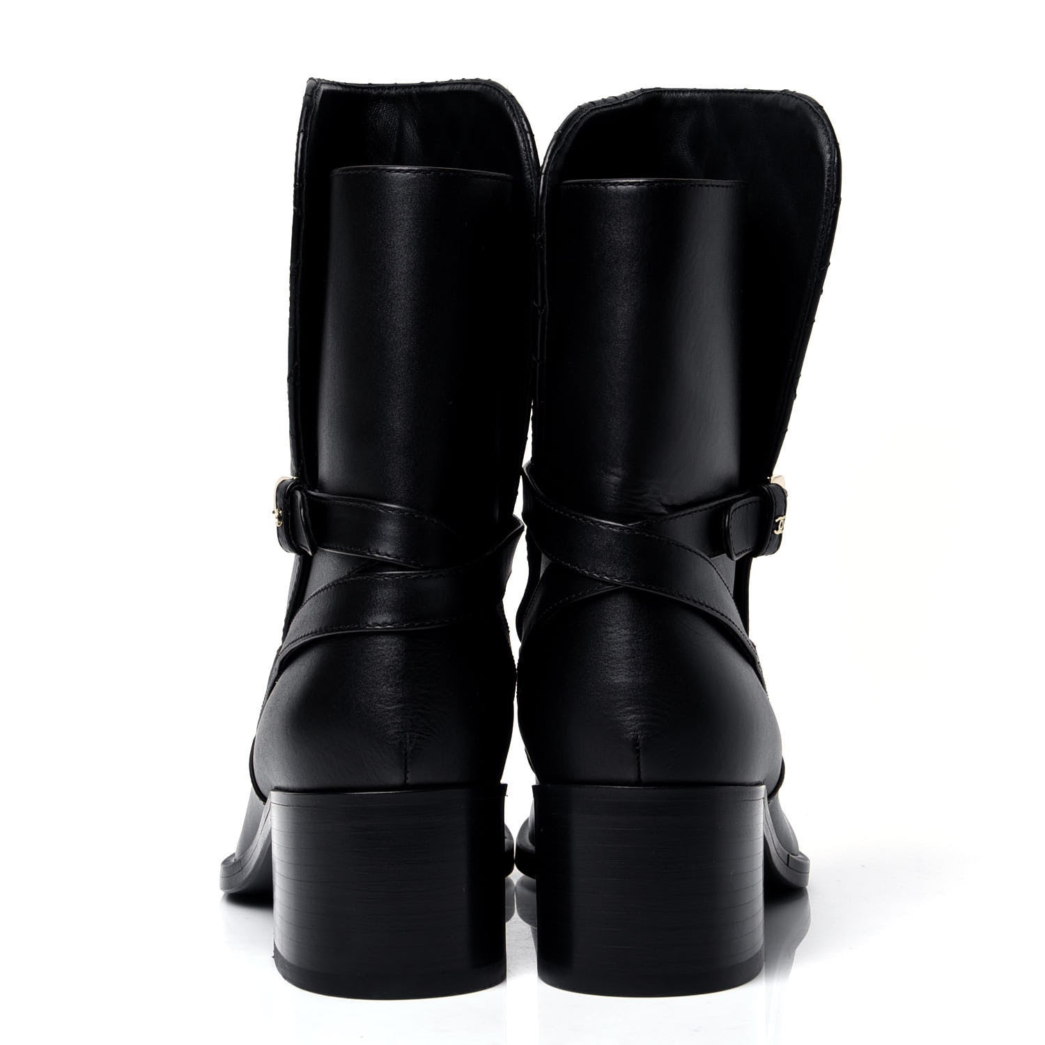 Chanel Calfskin Quilted CC Boots 41 Black 4 of 5