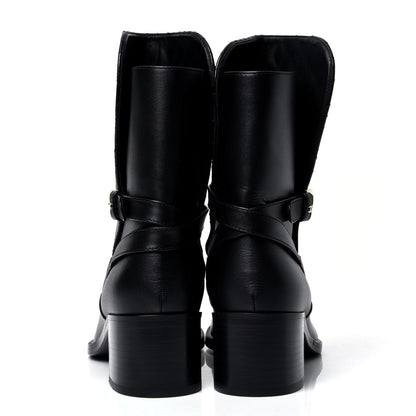 Chanel Calfskin Quilted CC Boots 41 Black 4 of 5