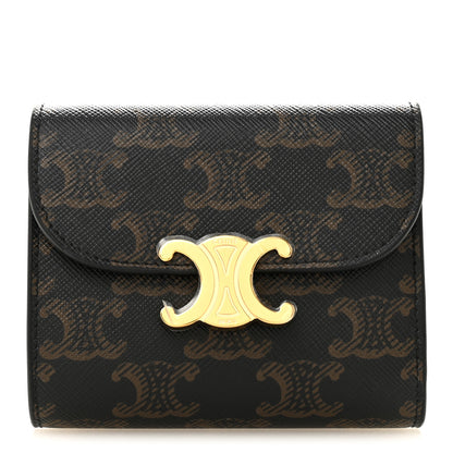 Celine Triomphe Canvas Small Triomphe Wallet Tan 1 of 9