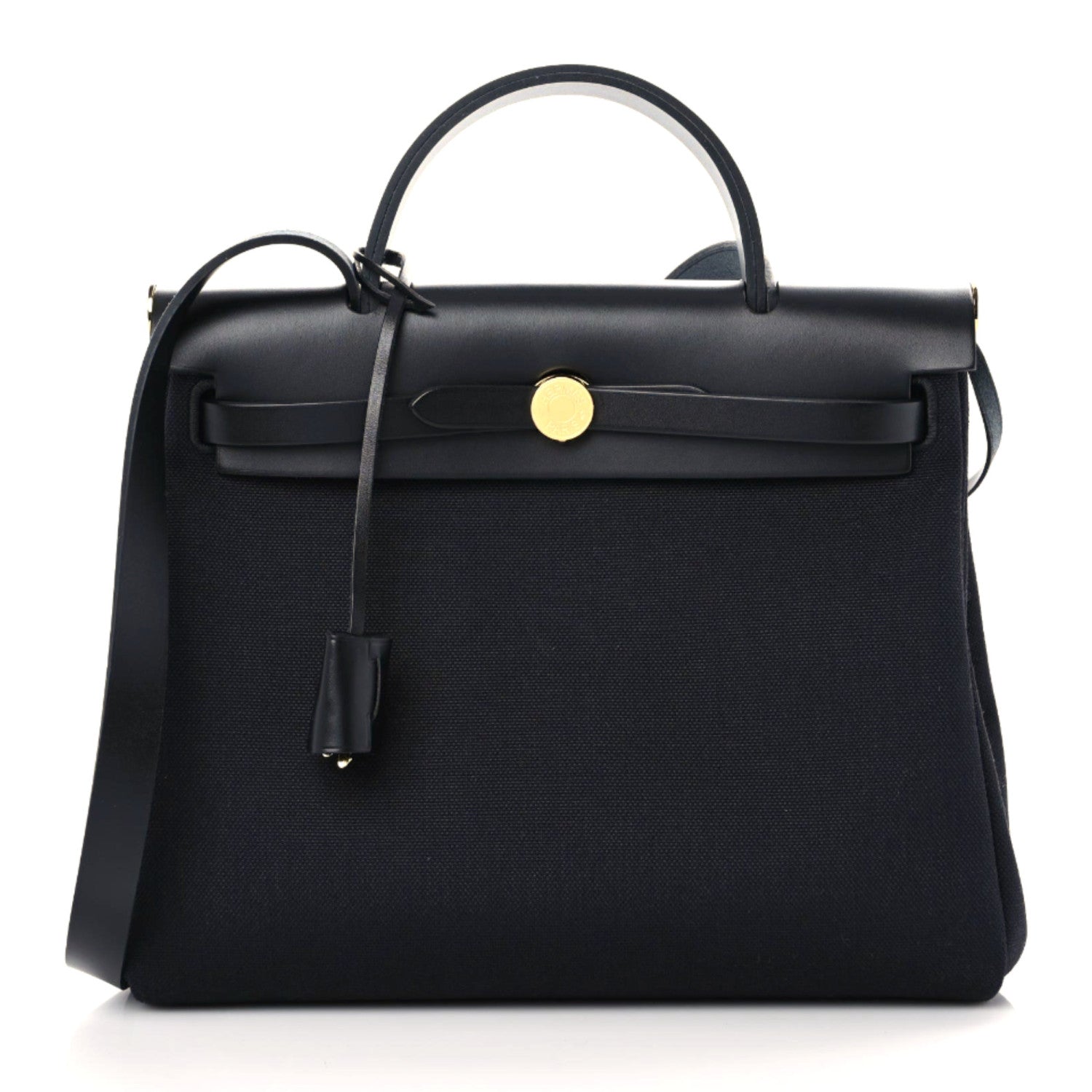 Hermes Military Toile Vache Hunter Herbag Zip Retourne 31 PM Black 3 of 9