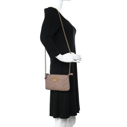 Gucci Calfskin Matelasse Mini GG Marmont Chain Bag Porcelain Rose 2 of 14