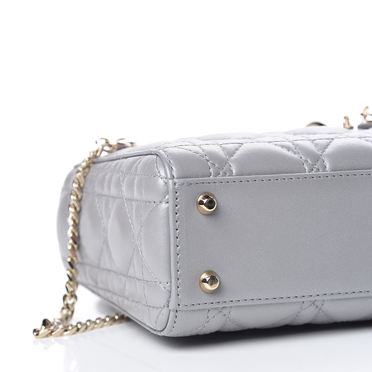 Christian Dior Metallic Lambskin Cannage Mini Lady Dior Grey 8 of 19