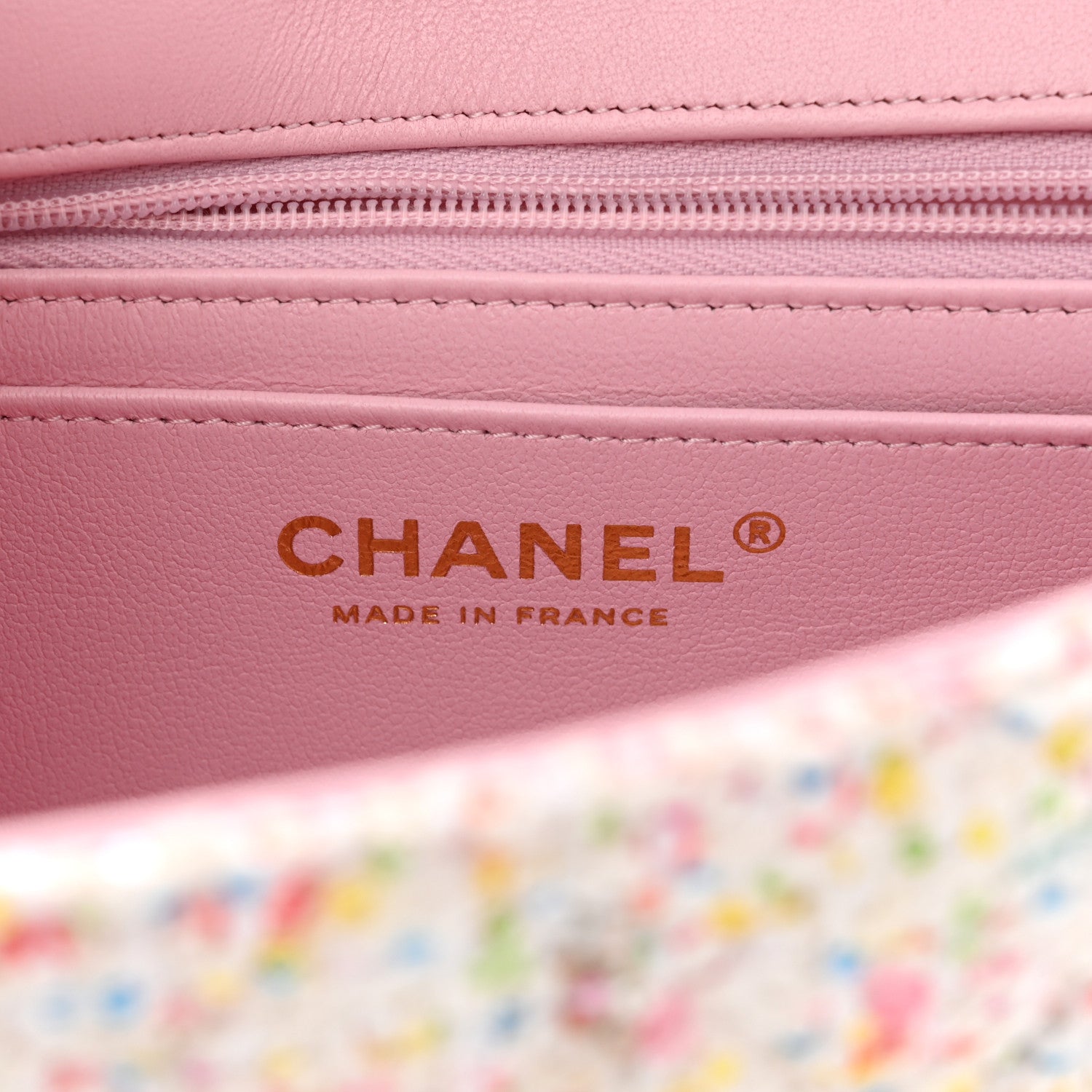 Chanel Tweed Sequin Quilted Mini Rectangular Flap White Pink Green Blue 6 of 11