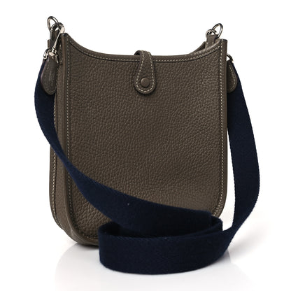 Hermes Taurillon Clemence Amazone Evelyne TPM Etoupe Bleu Indigo 3 of 11