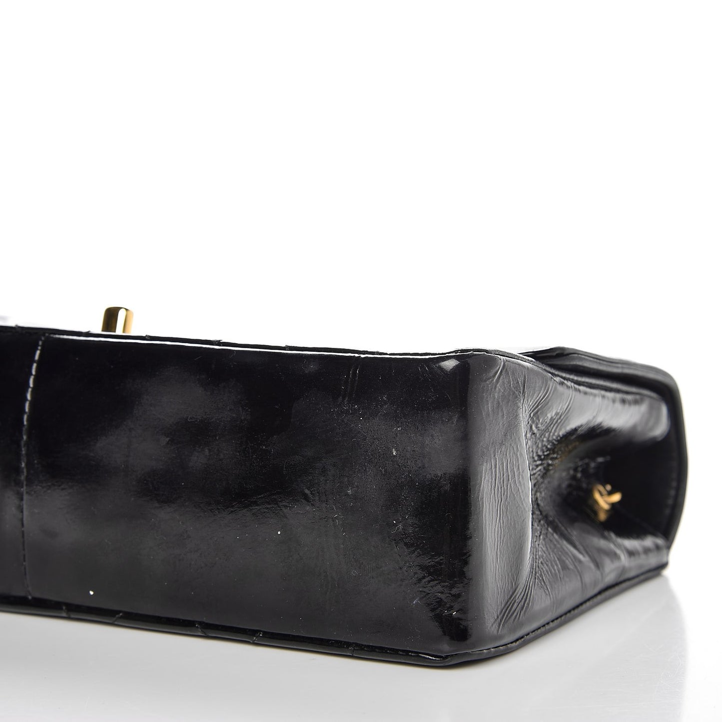 Patent Quilted Medium Single Flap Bag Black