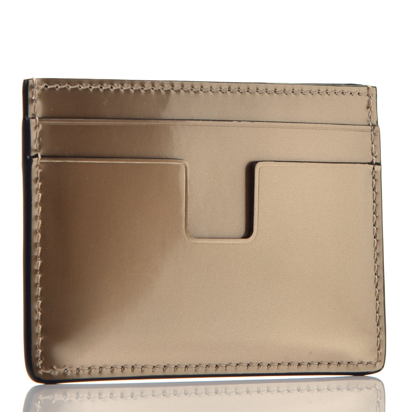 Metallic Calfskin Card Holder Gold