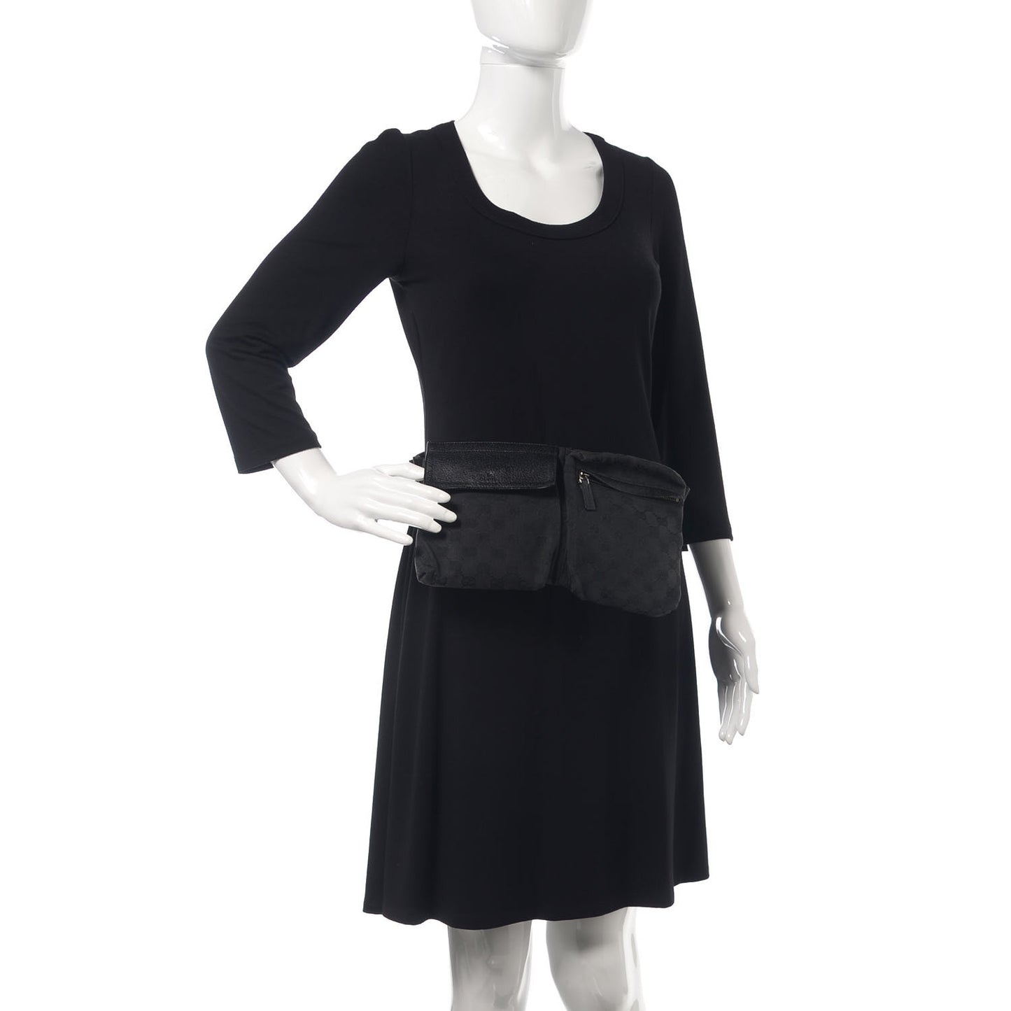 GG Monogram Double Pocket Belt Bag Black