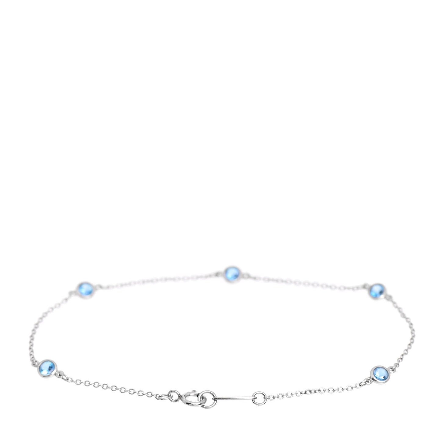 Platinum Aquamarine Elsa Peretti Color By The Yard 5 Station Bracelet