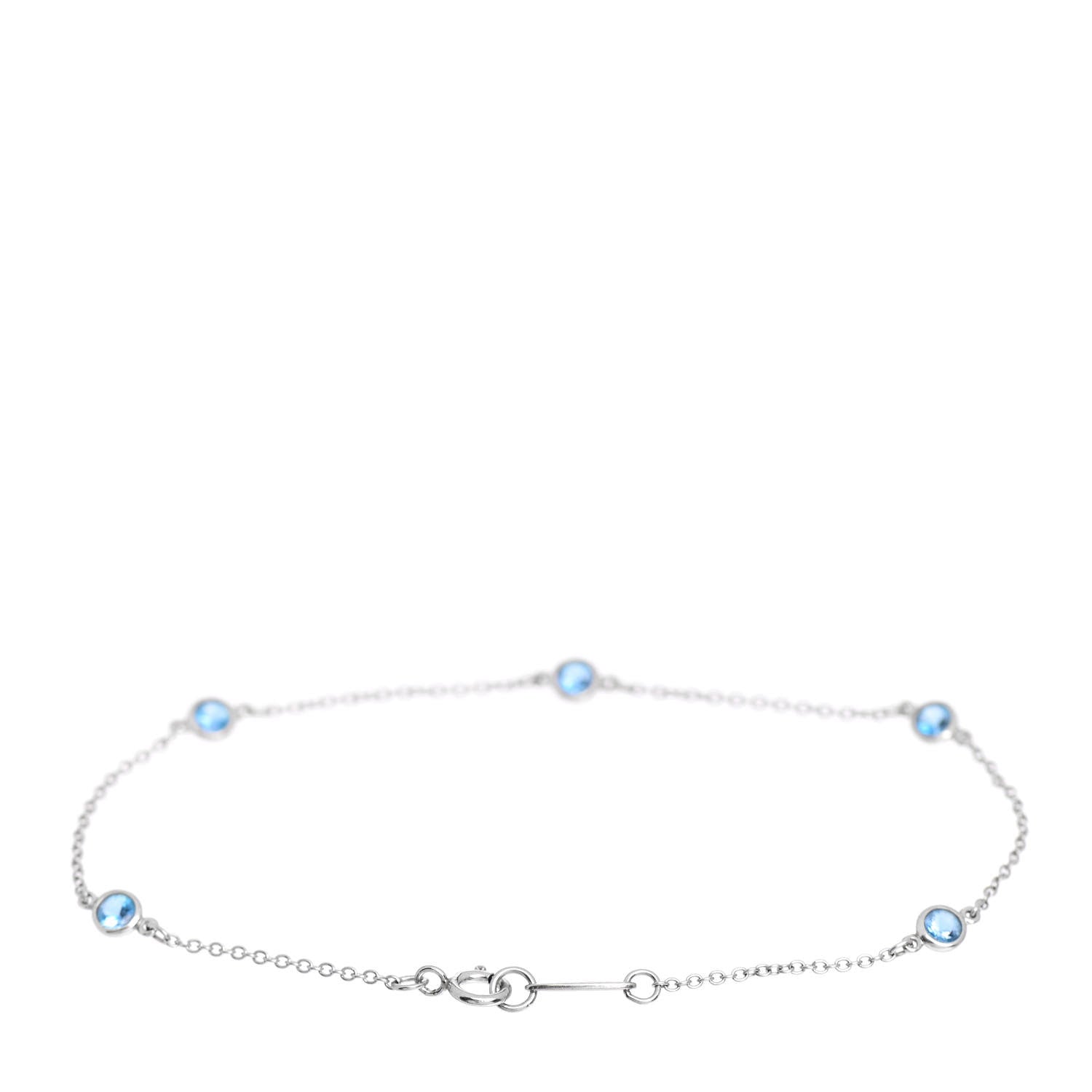 Tiffany Platinum Aquamarine Elsa Peretti Color By The Yard 5 Station Bracelet 3 of 4