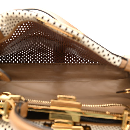 Fendi Calfskin Lambskin Perforated Medium Peekaboo Iconic Satchel White 6 of 10