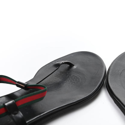 Gucci Nappa Web Wimbledon Thong Sandals 36.5 Black 9 of 9