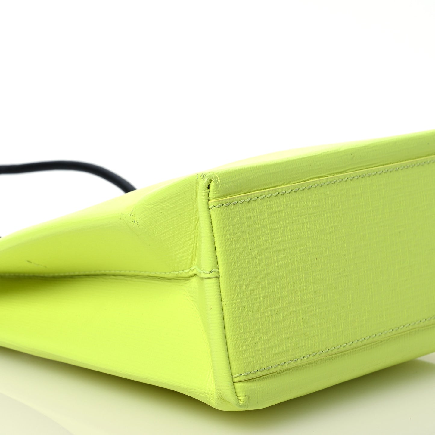 Squared Calfskin Logo Shopping Tote XXS Lime