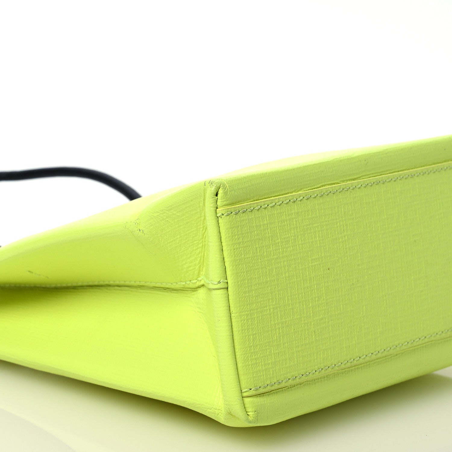 Balenciaga Squared Calfskin Logo Shopping Tote XXS Lime 9 of 13