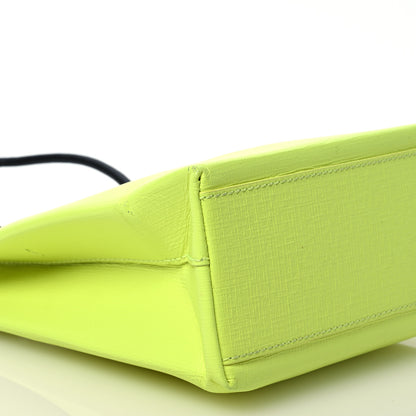 Balenciaga Squared Calfskin Logo Shopping Tote XXS Lime 9 of 13