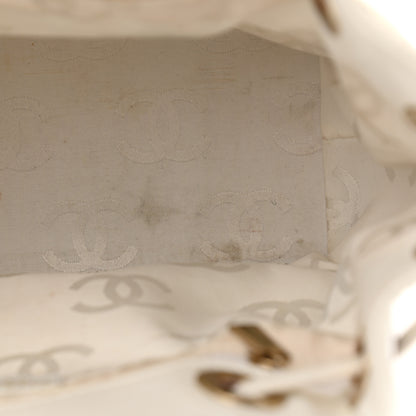 Chanel Caviar Wood Drawstring Bucket Bag White 12 of 15