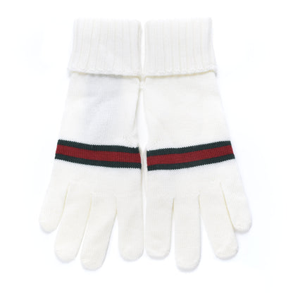 Gucci Wool Web Gloves XL White 1 of 4