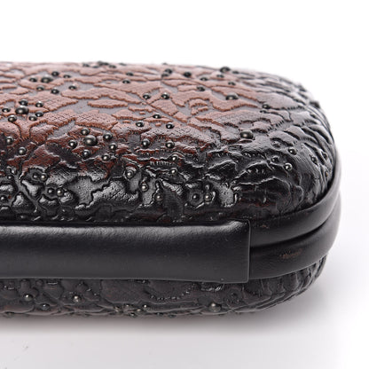 Bottega Veneta Calfskin Embossed Studded Knot Clutch Cioccolato 6 of 8